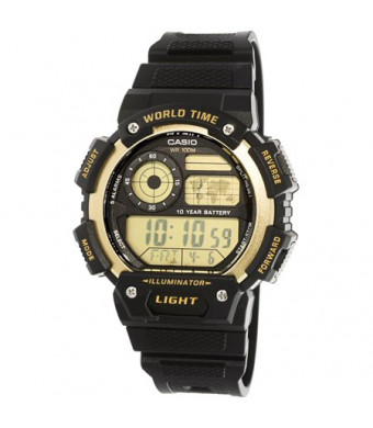 Casio Men's Classic Digital World Time Watch, Black/Gold - AE1400WH-9AV