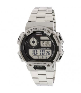 Casio Men's Classic Digital World Time Bracelet Watch, Silver - AE1400WHD-1AV