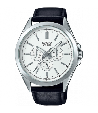 Casio Men's Classic Multi-Hand Watch, Leather Strap - MTPSW300L-7AV