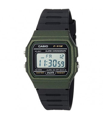 Casio Men's Digital Casual Watch, Green/Black - F91WM-3A