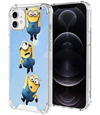 Clear iPhone 12 Case, iPhone 12 Pro Case Cartoon Design Soft TPU Bumper and Anti-Scratch PC with 4 Corners Shockproof Protection, Phone for 6.1 in (Group-Minions)