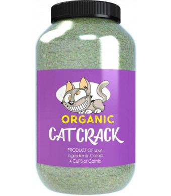 Cat Crack Catnip 4 Cup container, Premium Blend Safe for Cats, Infused with Maximum Potency Your Kitty is Guaranteed to Go Crazy for!