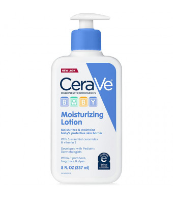 CeraVe Baby Lotion 8 Ounce Gentle Baby Skin Care with Hyaluronic Acid Paraben and Fragrance Free