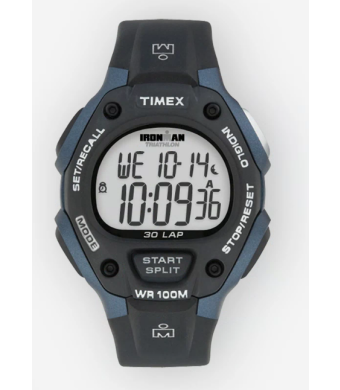 Timex Men's Ironman Sleek 30 Black/Blue Watch, Resin Strap