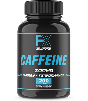 NutraFX Caffeine Pills 200mg Natural Energy and Focus Stimulant Stay Awake Pills 100% Pure Anhydrous Caffeine Powder | Energy Booster Mental Alertness and Thermogenic Fat Burner (200 Capsules)
