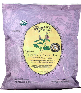 Peppermint Tea POUCH for Irritable Bowel Syndrome ~ Heather's Tummy Teas Loose Organic Peppermint Tea (16 oz. Bulk Pouch) (Packaging May Vary)