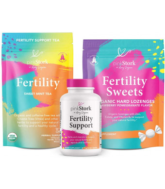 Pink Stork Fertility Bundle: Fertility Tea, Sweets and Support Supplements, for Hormone Balance and Cycle Regulation, Support Fertility Naturally Drug Free