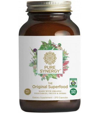 Pure Synergy Superfood | 270 Capsules | Made with Organic Ingredients | Non-GMO | Green Superfood with 60+ Greens, Veggies and Herbs for Energy and Wellness