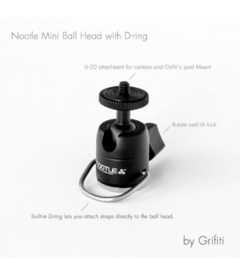 Grifiti Nootle D-Ring Mini Ball Head works with iPad Tripod Mounts, Cameras, iPhone Holders, Brackets, Music Stands, and Photography Light Stands