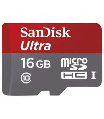SanDisk Ultra 16GB UHS-I/Class 10 Micro SDHC Memory Card Up To 48MB/s With Adapter- SDSDQUAN-016G-G4A [Newest Version]