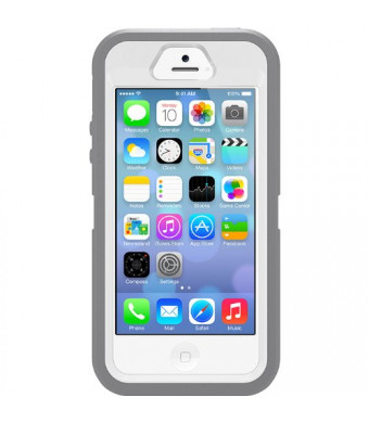 iPhone 5S Case- OtterBox Defender Case for iPhone 5/5S- White/Gray (Frustration-Free Packaging)(Works with TouchID)