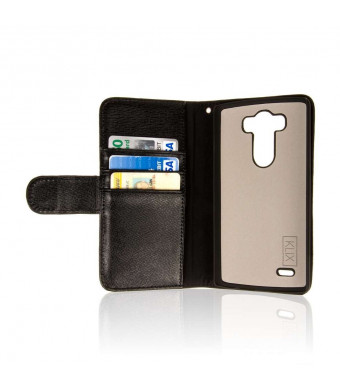 EMPIRE KLIX Genuine Leather Wallet Case for LG G3 - Textured Black Genuine Leather