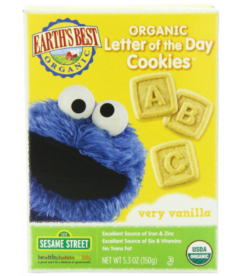 Earth's Best Organic Letter of the Day Cookies, Very Vanilla, 5.3 Ounce (Pack of 6)