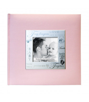 MCS MBI 846611 9 by 9-Inch Fabric Expressions with Frame Front 200 Pocket Album in Baby Pink