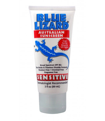 Blue Lizard Sunscreen Sensitive chemical frr, Fragrance free, SPF 30+, 3fl.oz