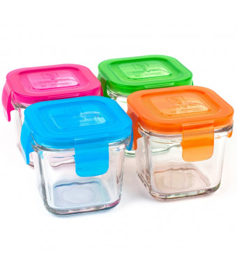Wean Green Wean Cubes 4oz/120ml Baby Food Glass Containers - Multi Color (Set of 4)