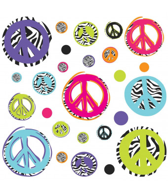 ROOMMATES RMK1860SCS Zebra Peace Signs Peel and Stick Wall Decals