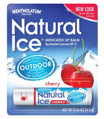 Mentholatum Natural Ice Lip Protectant SPF 15, Cherry Flavor, 0.16-Ounce Tubes (Pack of 12)