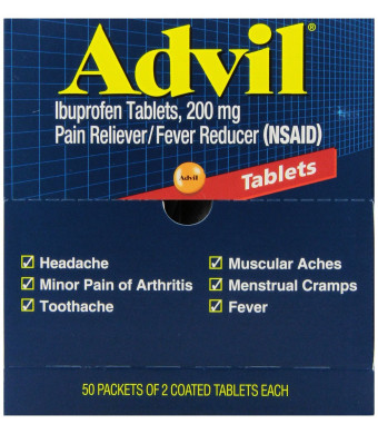 Advil Tablets Pain Reliever Refill,200 mg, 50 Two-Packs per Box