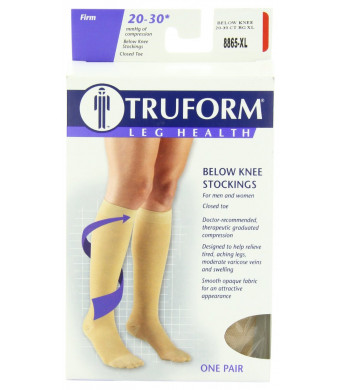 Truform 8865, Compression Stockings, Below Knee, Closed Toe, 20-30 mmhg, Beige, XL