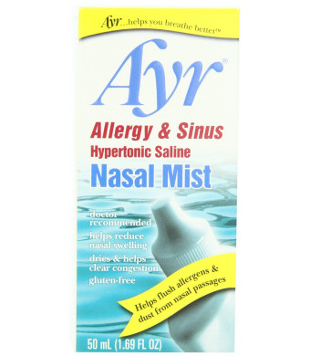 Ayr Allergy and Sinus Hypertonic Saline Nasal Mist, 1.69 Ounce Spray Bottle