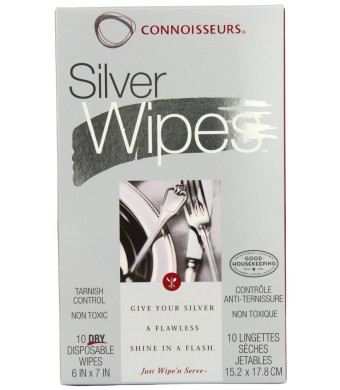 Connoisseurs Silver Wipes, 10 Count