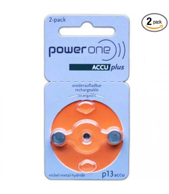 PowerOne ACCU plus Size 13 Rechargeable Hearing Aid Batteries