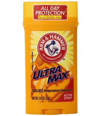 Arm and Hammer Ultramax Deodorant Antiperspirant Invisible Solid Wide Stick, Active Sport, 2.6 oz (Pack of 6)
