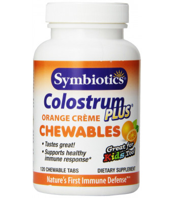 Symbiotics Colostrum Chewables, Orange Cream, 120 Count Bottle