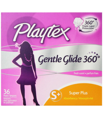 Playtex Gentle Glide Tampons, Fresh Scent Super Plus Absorbency, 36 Count (Pack of 2)