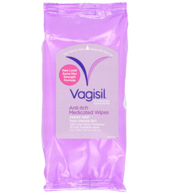 Vagisil Medicated Anti-Itch Wipes, 20 Wipes (Pack of 3)