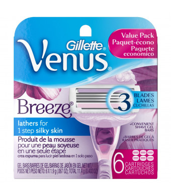 Gillette Venus Breeze Women's Tropical Scented Razor Blade Refills 6 Count