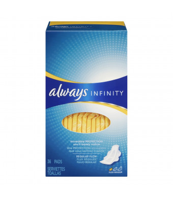 Always Infinity Unscented Pads with Wings, Regular Flow, 36 Count (Pack of 2)