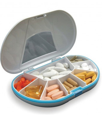 Gasketed VitaCarry 8 Compartment Pill Box Holds Up To 150 Pills Waterproof Color White