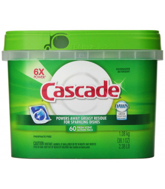 Cascade ActionPacs Dishwasher Detergent Fresh Scent 60 Count