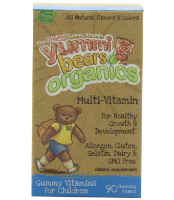 Yummi Bears Organics Multi-Vitamin, Gummy Vitamins for Children, 90-Count Bottle