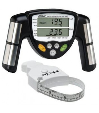 Omron HBF-306C BodyLogic Pro Hand Held Body Fat Monitor Black with MT05 MyoTape Body Tape