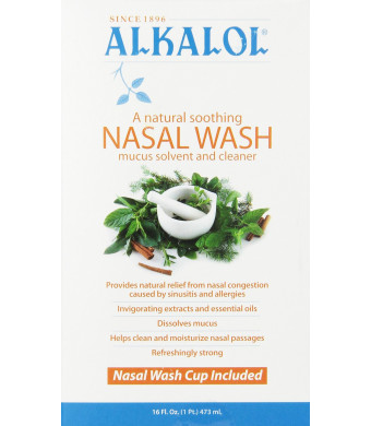 Alkalol - A Natural Soothing Nasal Wash, Mucus Solvent and Cleaner Kit - with Cup, 16-oz.