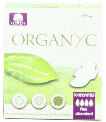 ORGANYC Hypoallergenic 100% Organic Cotton Pads Night Wings, 10-count Box