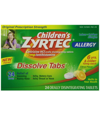 Children's Zyrtec Dissolve Tabs, Citrus, 24 Count