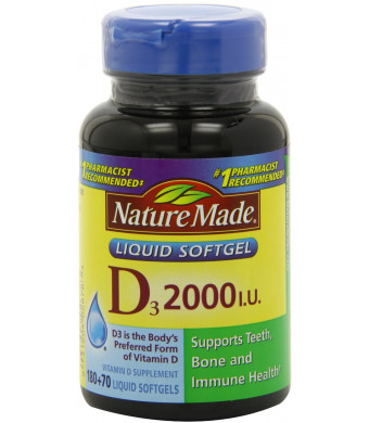 Nature Made, Vitamin D3 2,000 I.U. Liquid Softgels, 250-Count