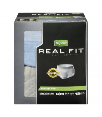 Depend Underwear Real Fit Maximum Absorbency for Men, Small/Medium, 12 Count