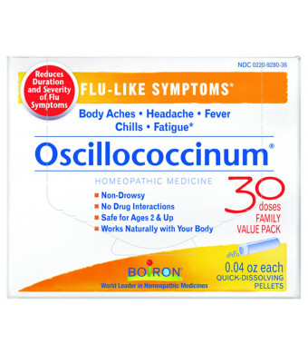 Boiron Oscillococcinum for Flu-like Symptoms Pellets, 30 Count/0.04 Oz each