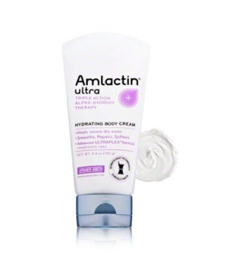 AmLactin Alpha-Hydroxy Therapy Ultra Hydrating Body Cream, White, Fragrance-Free, 4.9 Ounce