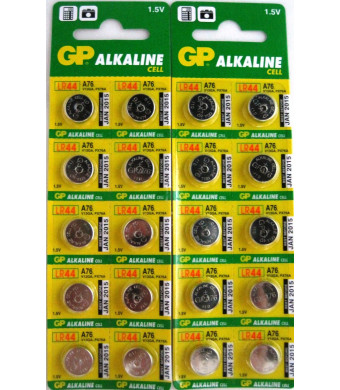 GP A76 LR44 AG13 Alkaline Cell 1.5V Alkaline Button Cell Battery x (20) Batteries