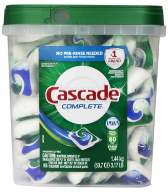 Cascade Complete All-in-1 Actionpacs Dishwasher Detergent, Fresh Scent, 80 Count