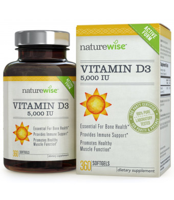 NatureWise Vitamin D3 5,000 IU in Organic Olive Oil, Non-GMO, USP Grade , 360 count