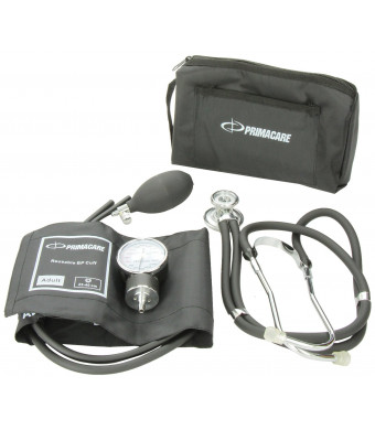 Primacare DS-9181-BK Professional Blood Pressure Kit, Includes Aneroid Sphygmomanometer and Sprague Rappaport Stethoscope, Black