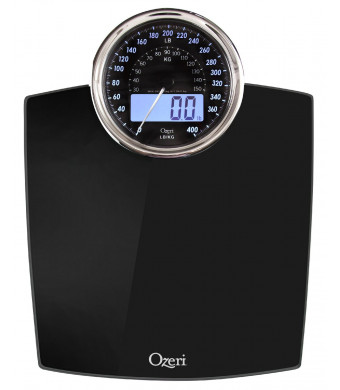 Ozeri ZB19 Rev Digital Bathroom Scale with Electro-Mechanical Weight Dial, Black