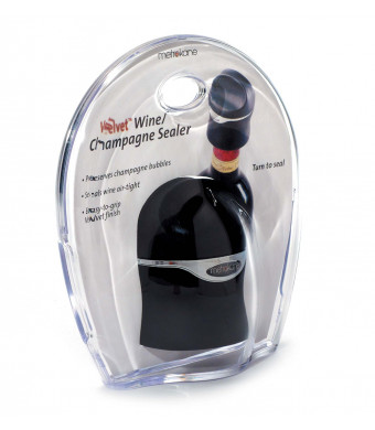 Metrokane Champagne and Wine Sealer, Velvet Black